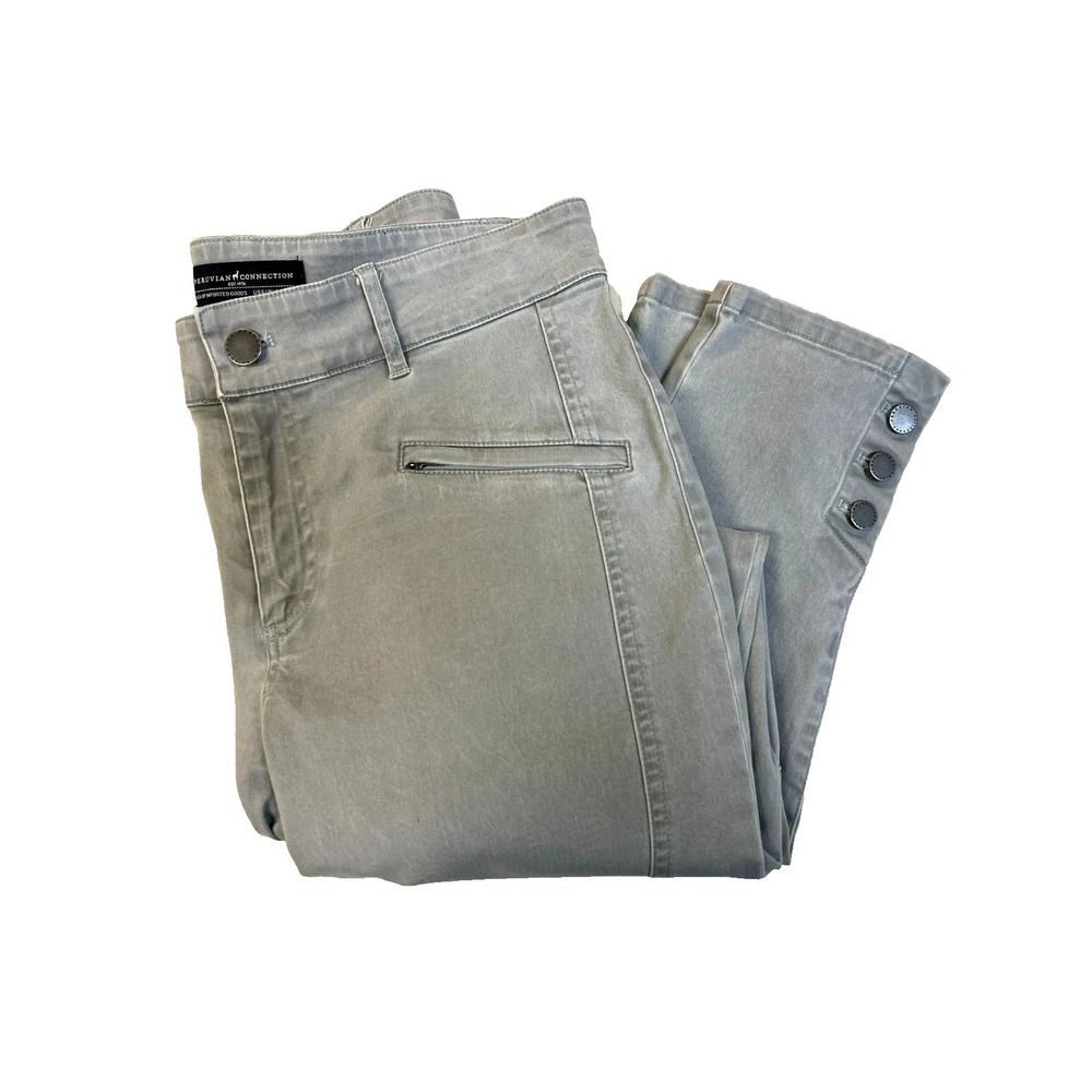 Peruvian‎ Connection Skinny Jeans Light Gray Cotton Elastane Zip Pockets SZ 6